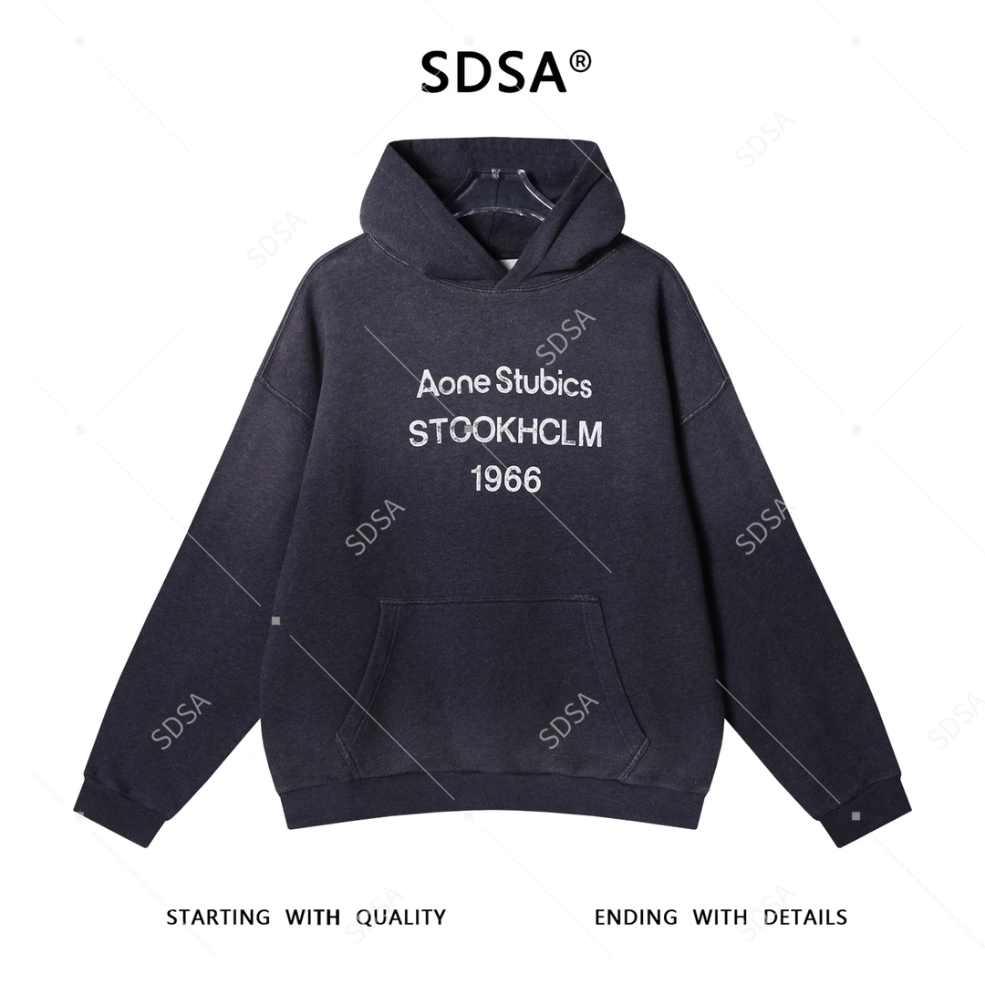 SDSA男士春秋新款痞帅男装美式数字字母印花连帽卫衣百搭时尚上衣