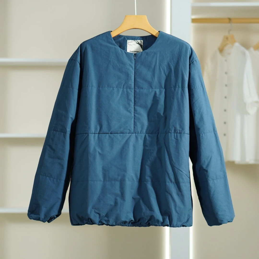一路童行 布J系列 A574 男装秋简约时尚套头棉服蓝灰184101110170