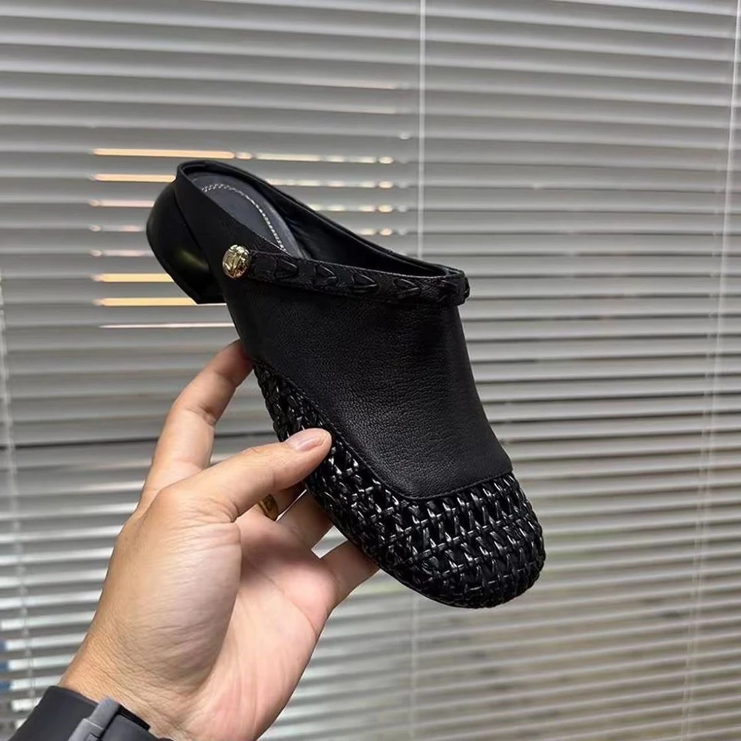 TT夏季新款懒人包头透气拖鞋女外百搭网红增高外穿拖鞋舒适凉拖