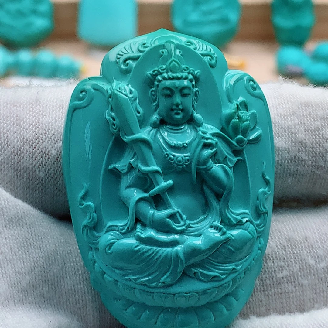 绿松石未镶嵌虚空藏菩萨