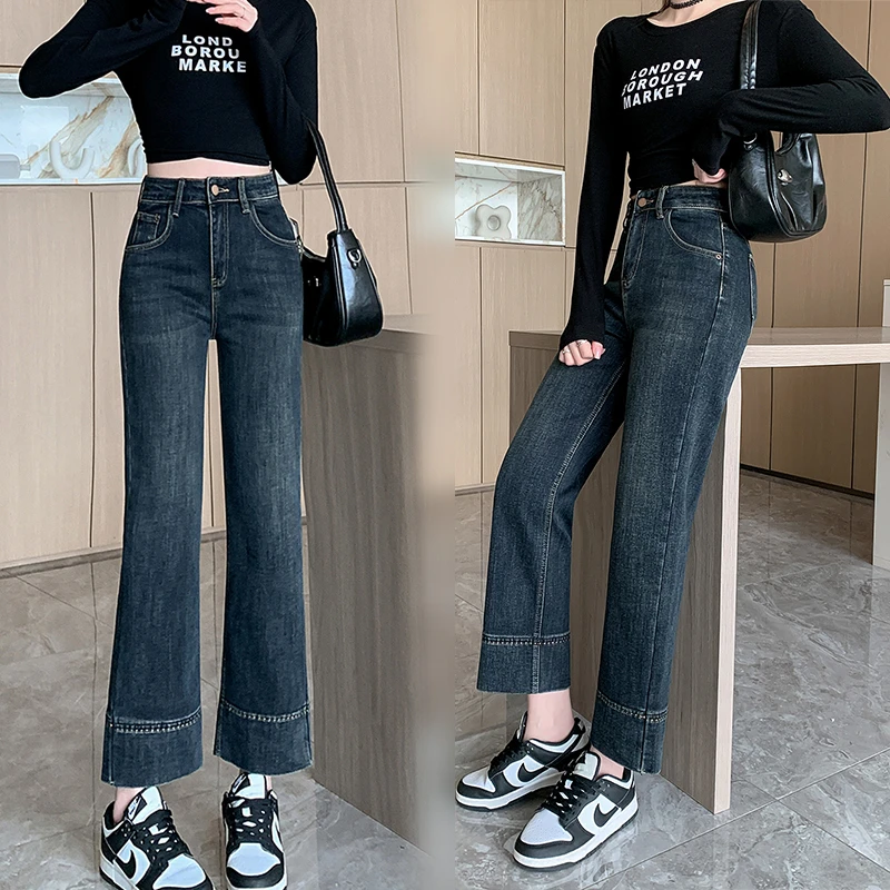 时尚大码女装2025冬新款胖mm显瘦加绒加厚直筒牛仔裤烟管裤小个子