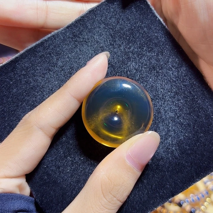 蓝珀未镶嵌珠宝奇石墨西哥蓝珀平安扣