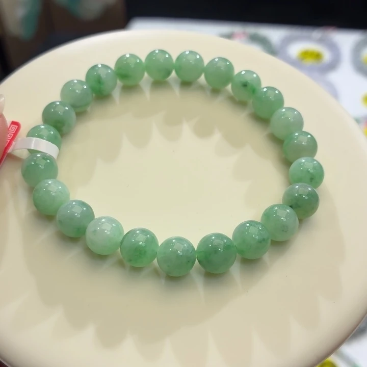 翡翠未镶嵌手链冰胶果阳绿飘卡8.4
