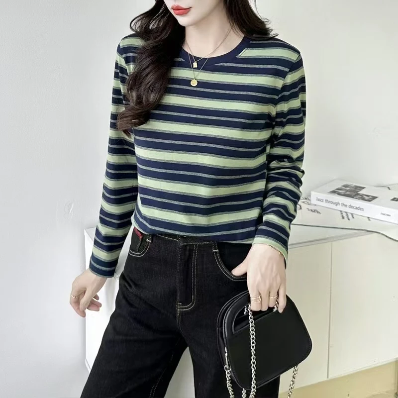 【高品质】秋季新款柔软舒适长袖显瘦百搭棉T恤衫YH-合