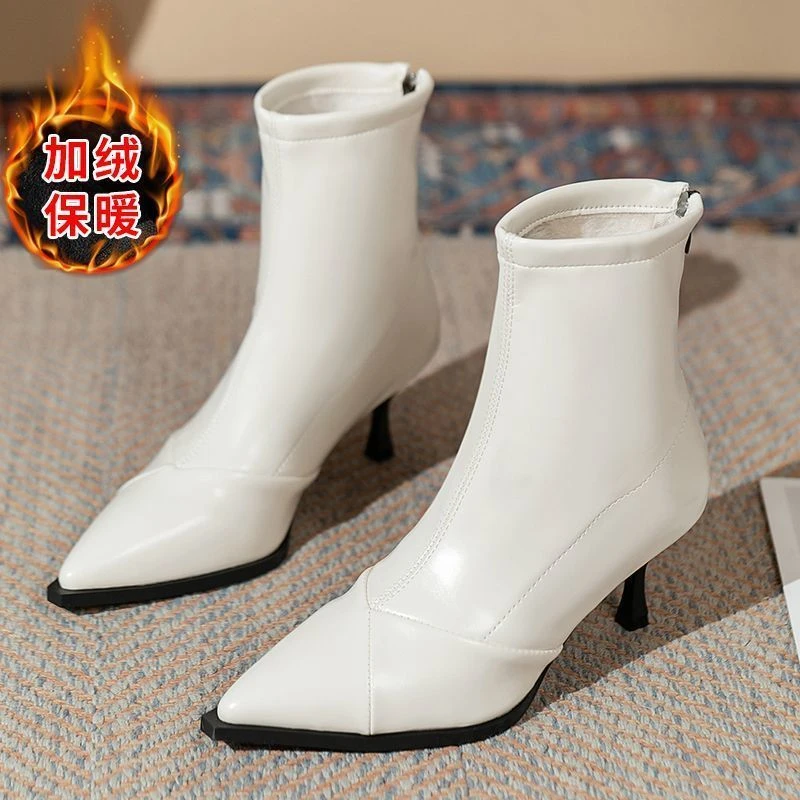 尖短靴女2026年新款超火秋冬女靴细跟瘦瘦靴高跟鞋短筒靴时装靴