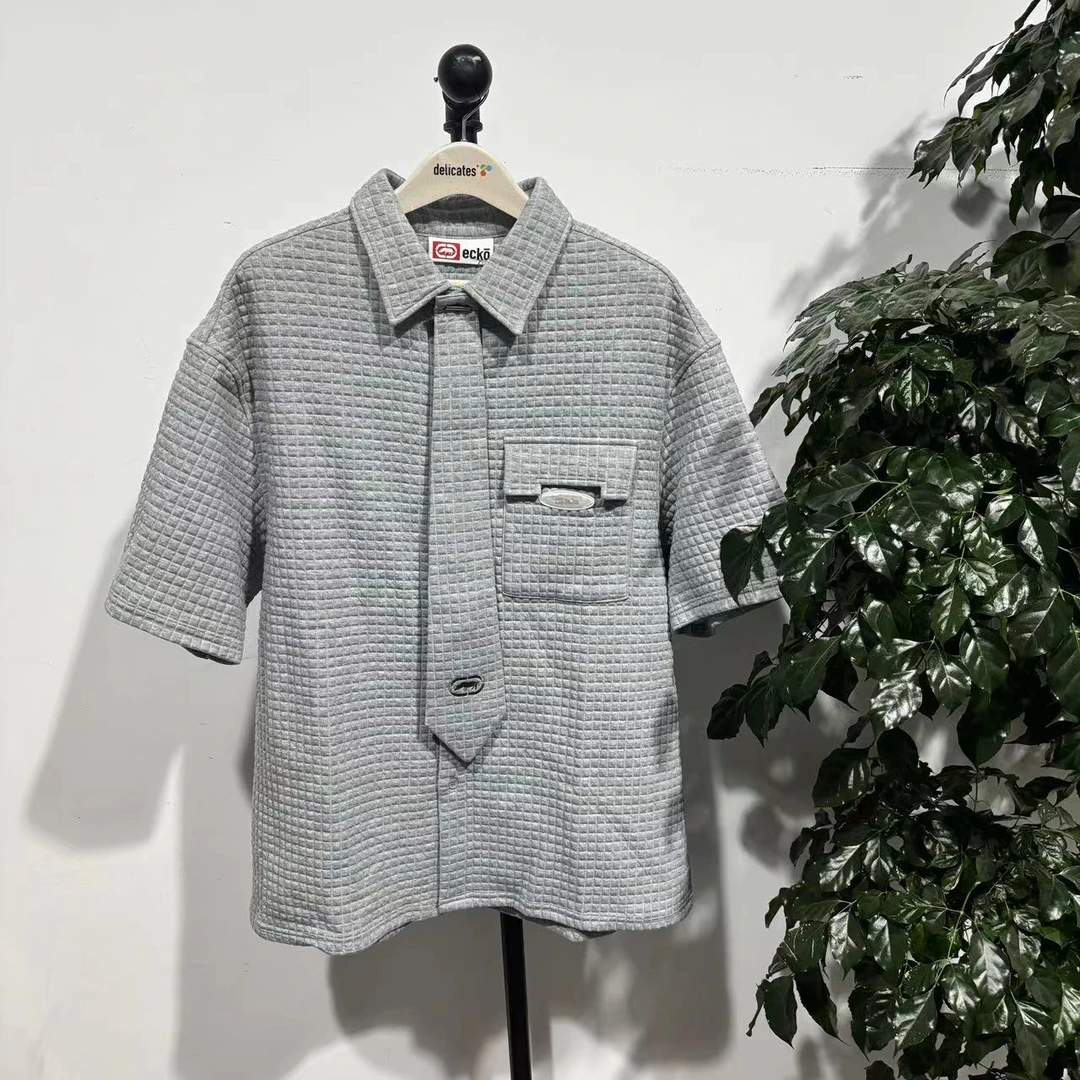 2-9【EC】 春秋季男款灰色休闲短袖衬衫 UC011