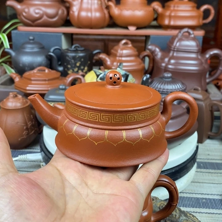 茶壶紫砂禅玉230cc原矿一厂老红土描金丝特价