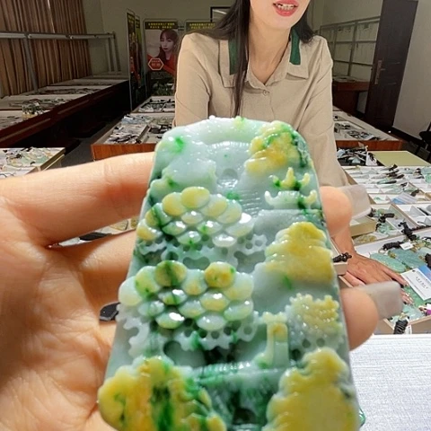 翡翠未镶嵌颈饰一个