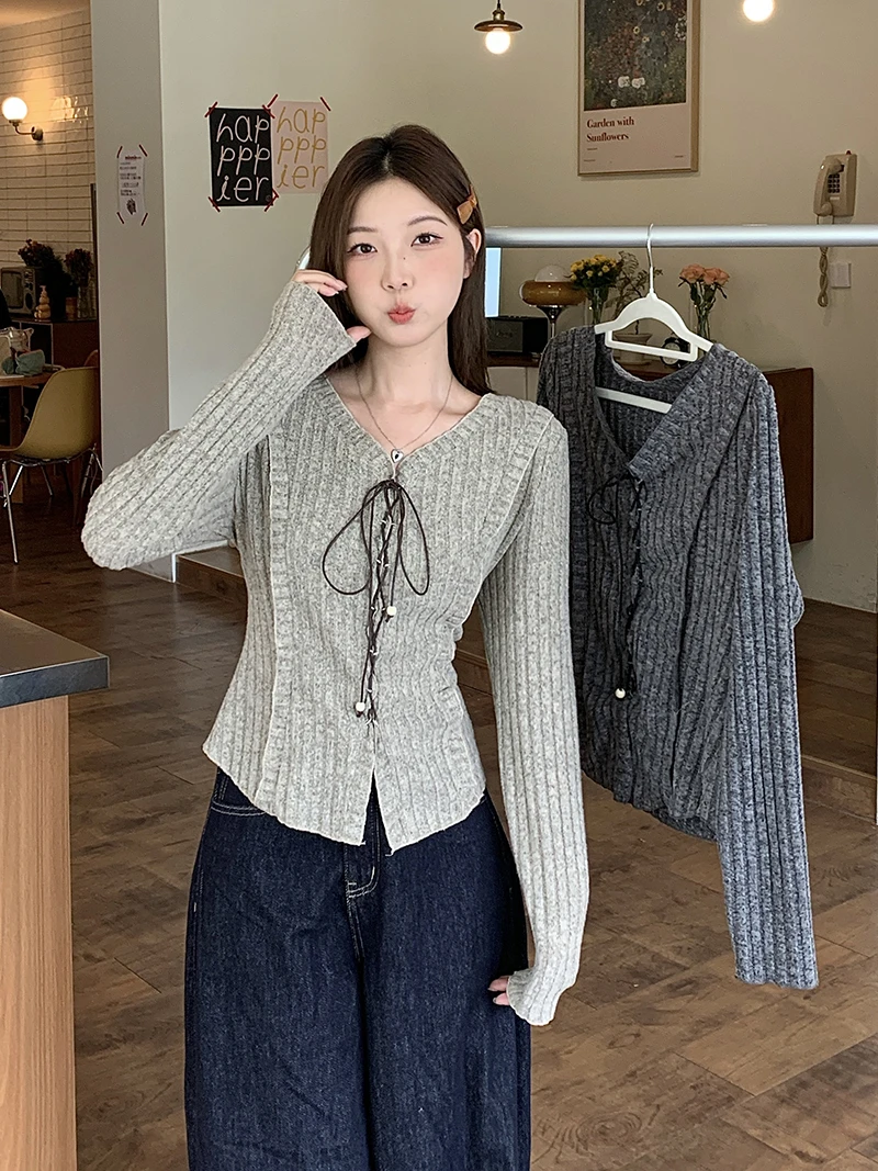 甜美肌理感遮肉显瘦长袖针织衫上衣2025秋装新款胖mm大码女老钱风