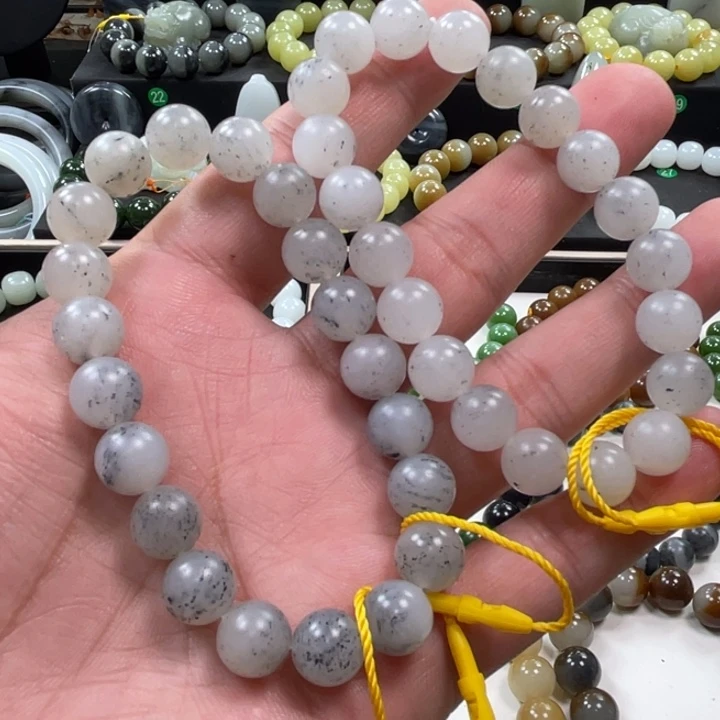 和田玉未镶嵌手串新疆黑山点墨青花卡10柔光多样性拍一发一