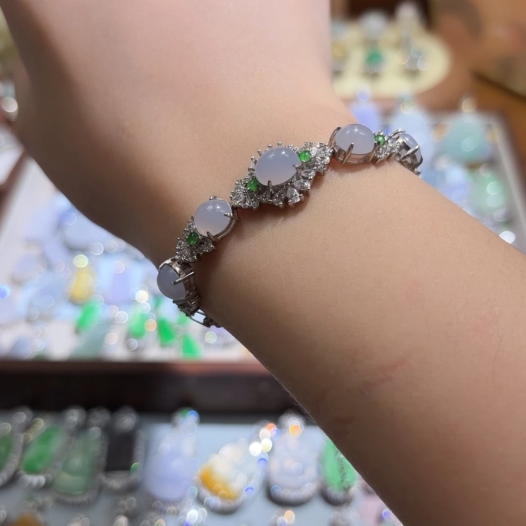 翡翠银S925镶嵌手链