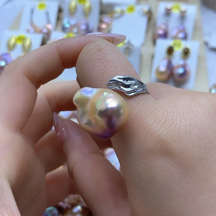 淡水珍珠耳饰银S925镶嵌