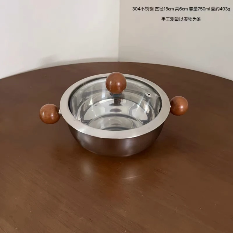 m304不锈钢奶锅双耳小胖碗15cm