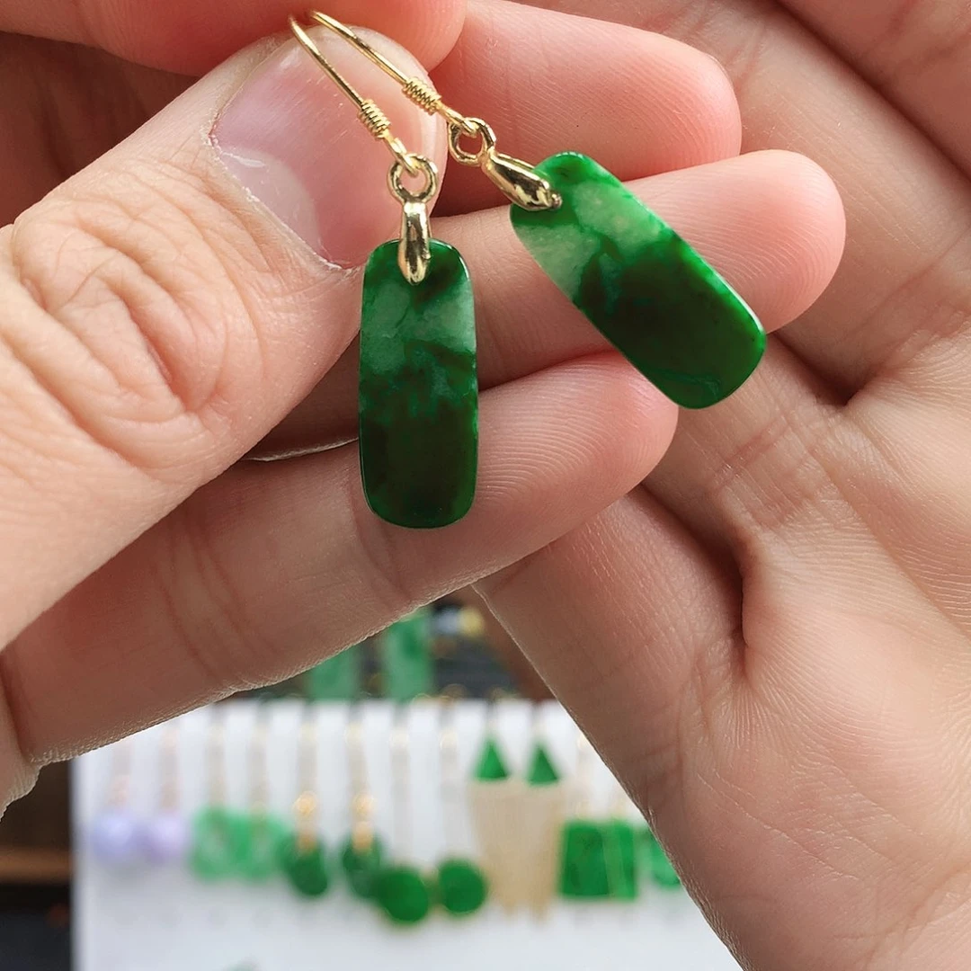 翡翠耳饰银S925镶嵌耳饰