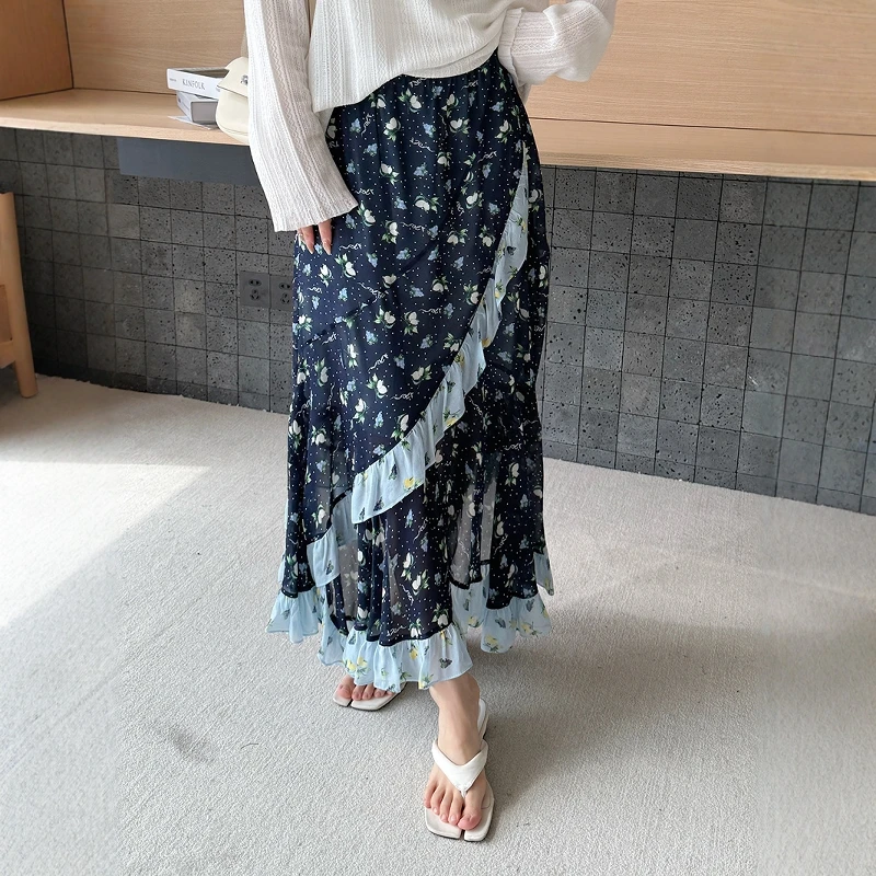 【现货/J/R花色荷叶边半身裙】设计师款2025春夏新品短裙长半裙