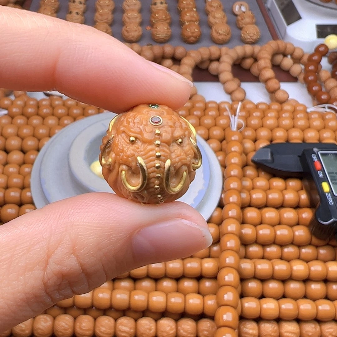 爱***逃猴头核桃手串精工镶嵌猴头单颗雕刻