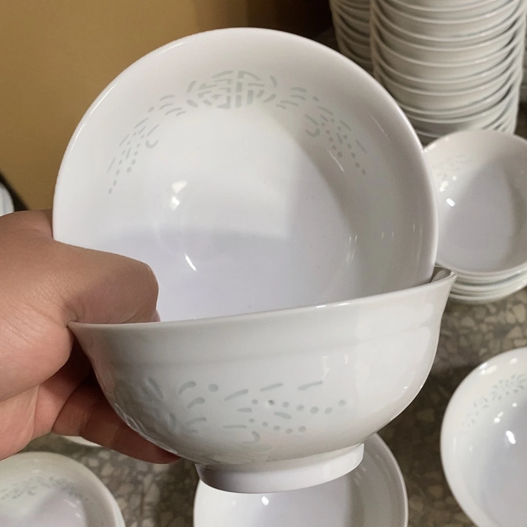 摆件瓷5寸高温玲珑瓷碗2支