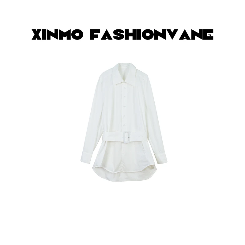 【XINMO买手店】新款腰带衬衫设计感裙摆衬衣C24122503