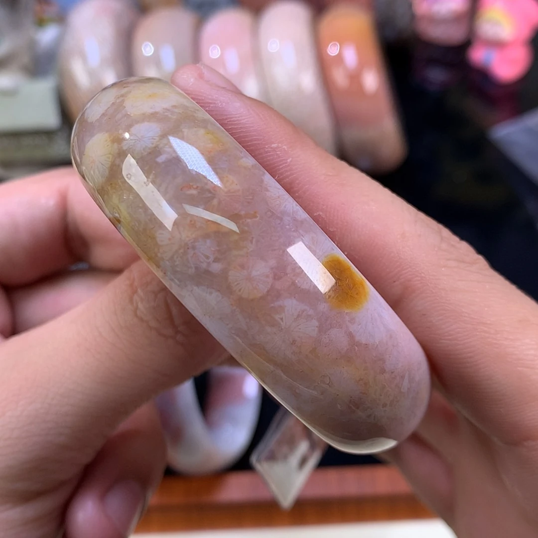 【闪购商品】颈饰未镶嵌硅化珊瑚（珊瑚玉）133号粉紫色蕾丝53.7圈