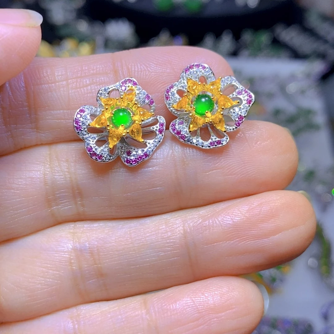 翡翠颈饰银S925镶嵌天然翡翠