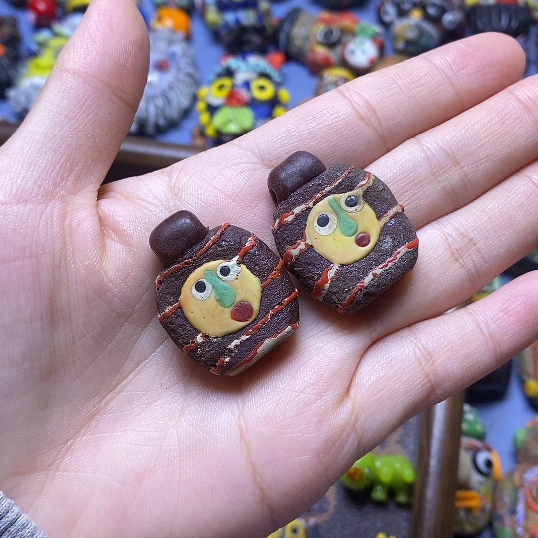 琉璃颈饰小脸卡子一组044