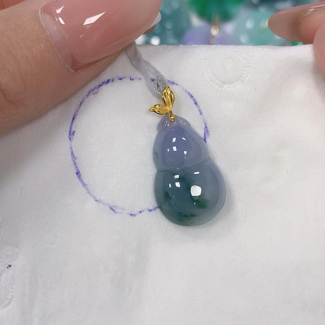 翡翠18K金镶嵌颈饰天然翡翠a货 百元以上9米证书费自理