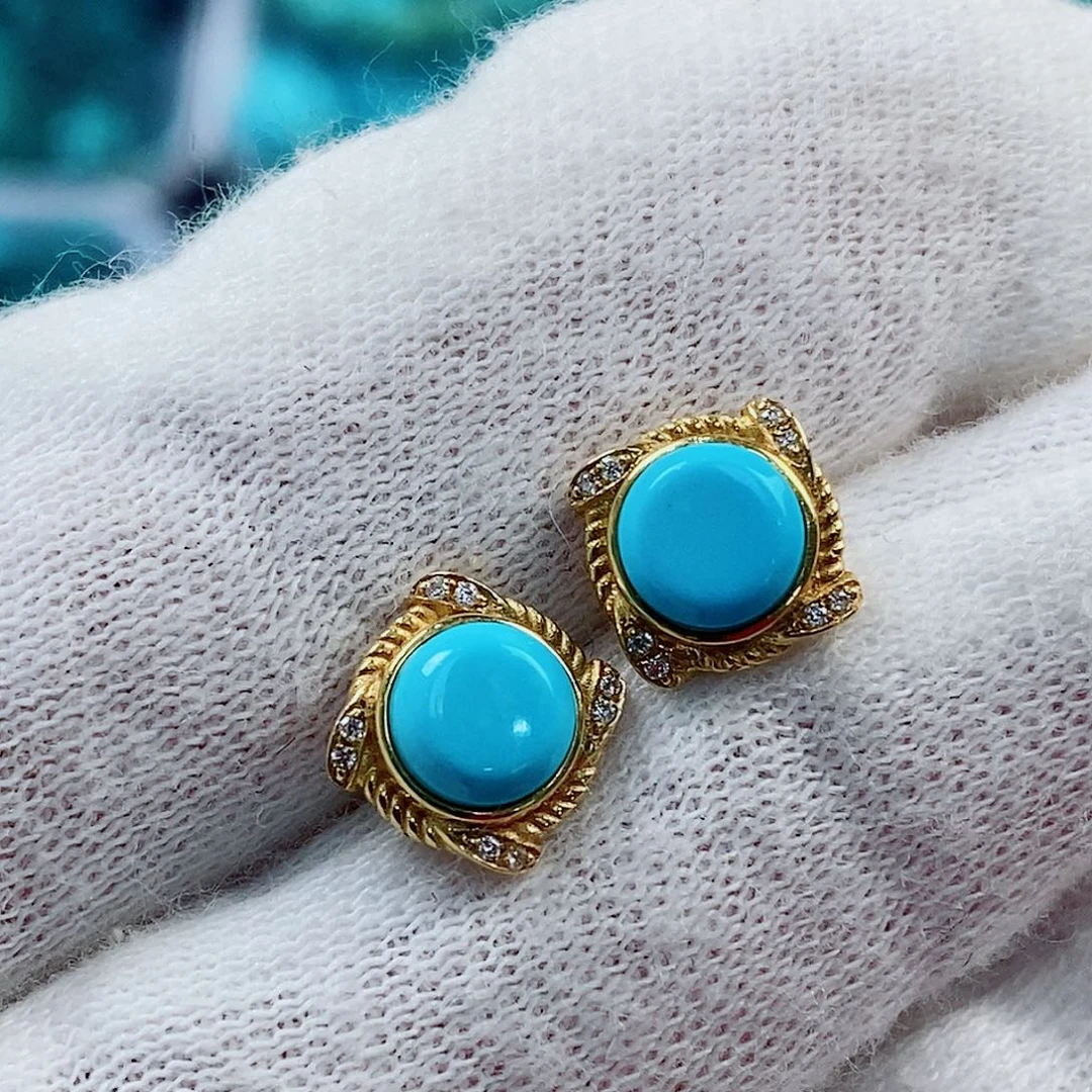 绿松石18K金镶嵌原矿无优化