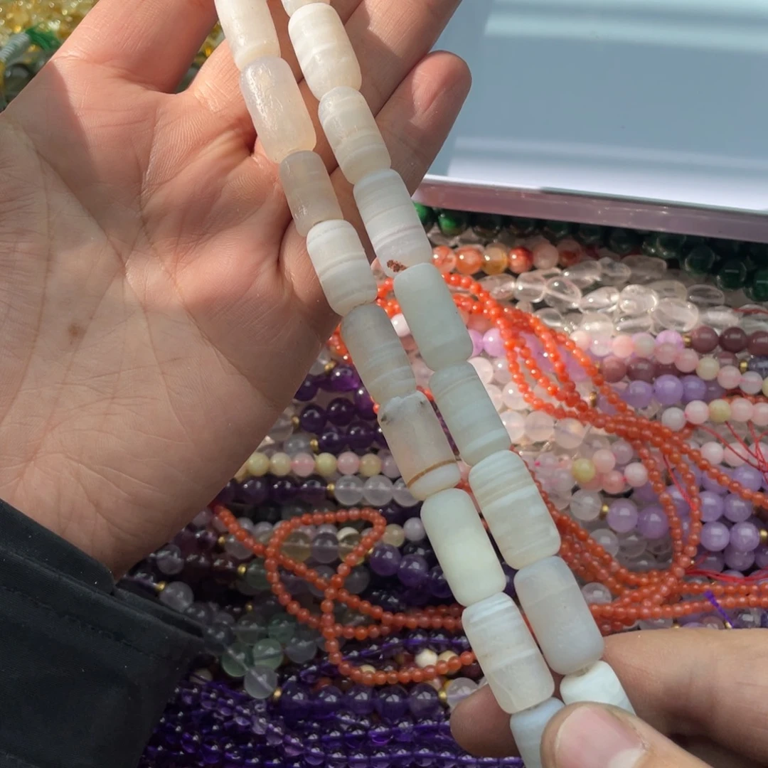 玛瑙/玉髓珠宝半成品未镶嵌一条装10*20左右橘皮玛瑙管珠