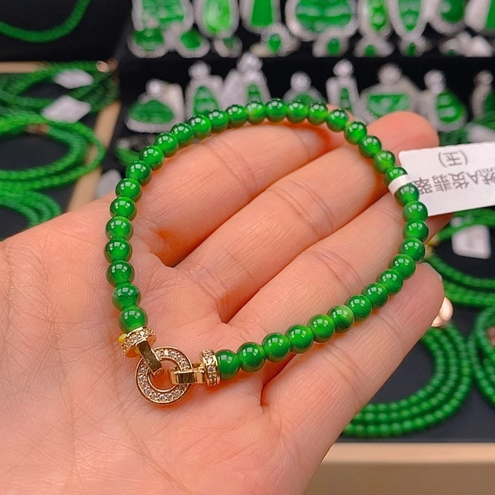 翡翠未镶嵌耳饰天然A货翡翠手链卡5