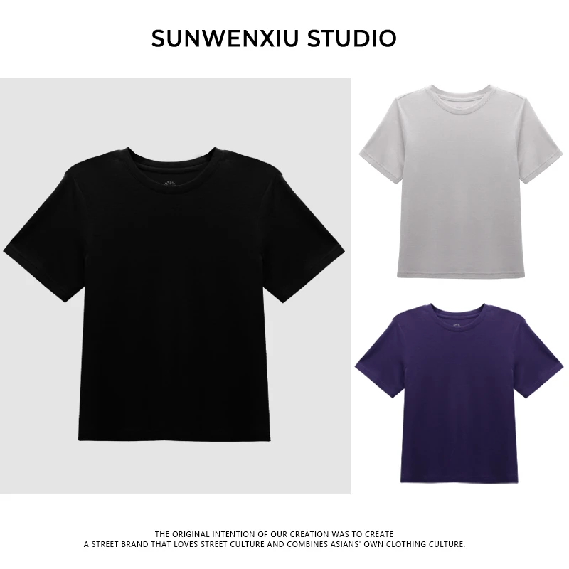 swx studio2店 “实穿主义”天丝羊毛百搭极简通勤夏日圆领T恤