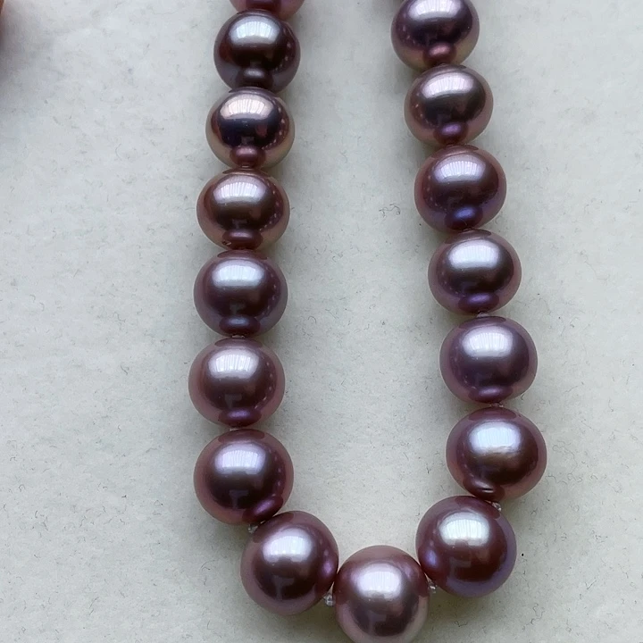 淡水珍珠颈饰银S925镶嵌卡12➕高品极光帝王紫