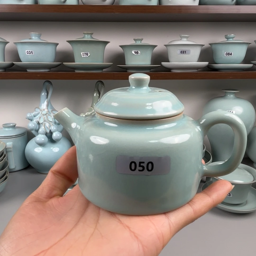 陶摆件汝瓷德钟壶支钉烧仿古釉大瑕050不退不换