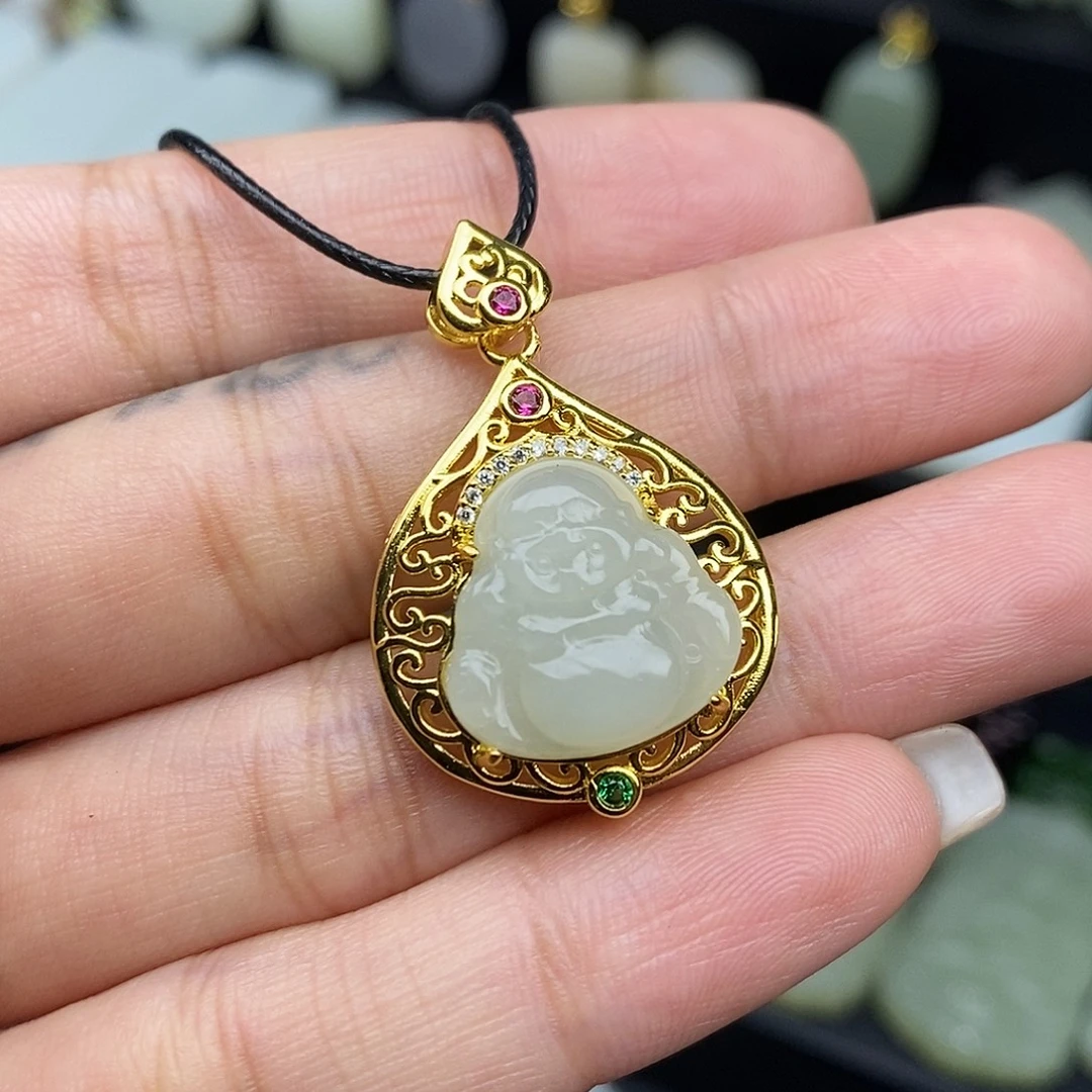 和田玉银S925镶嵌颈饰