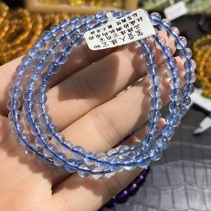 水晶手链未镶嵌海蓝宝多圈