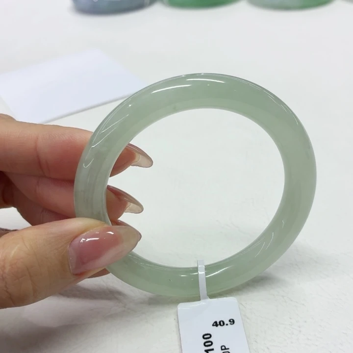 翡翠未镶嵌手镯缅甸翡翠手镯51.8冰圆条