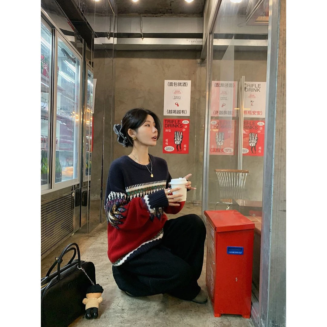 张贝贝 圣诞系列 100绵羊毛 北欧风费尔岛毛衣