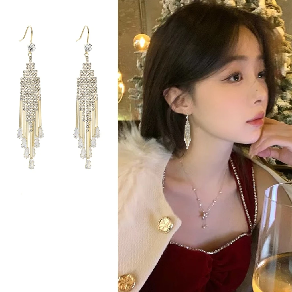 铜合金耳饰 S098★鎏金流苏 梵希曼 设计感耳环