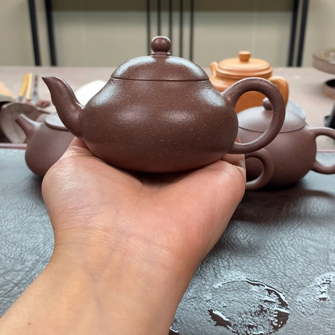 茶壶紫砂千禧紫泥梨形150cc精工半手