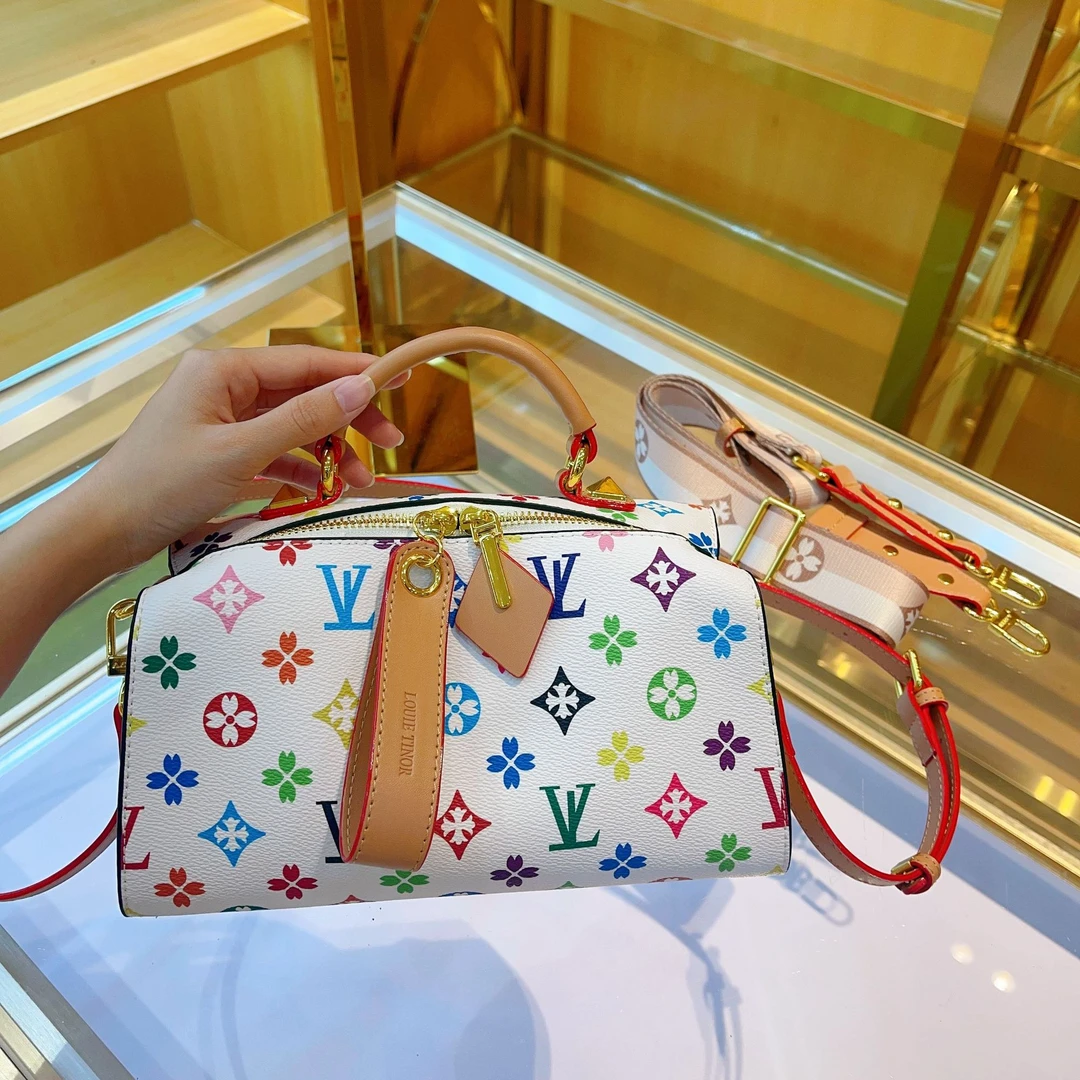 香港奢侈女士包2025新款白三彩盒子包大容量枕头包手提单肩斜跨包