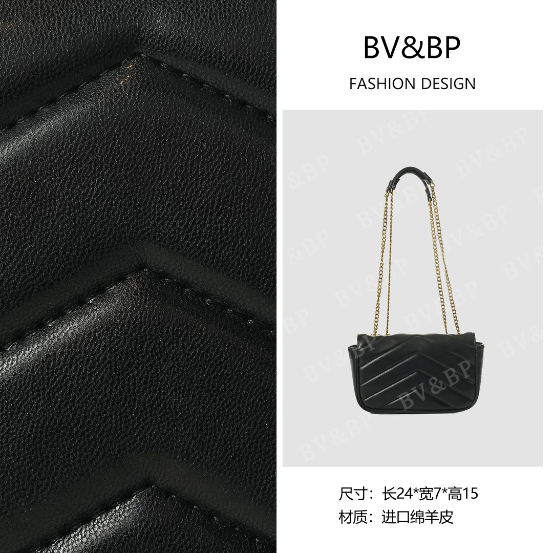 BV&BP· 原创设计 真皮高定单肩斜跨包  BV065-黑色