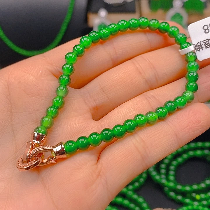 翡翠未镶嵌耳饰天然A货翡翠手链卡5