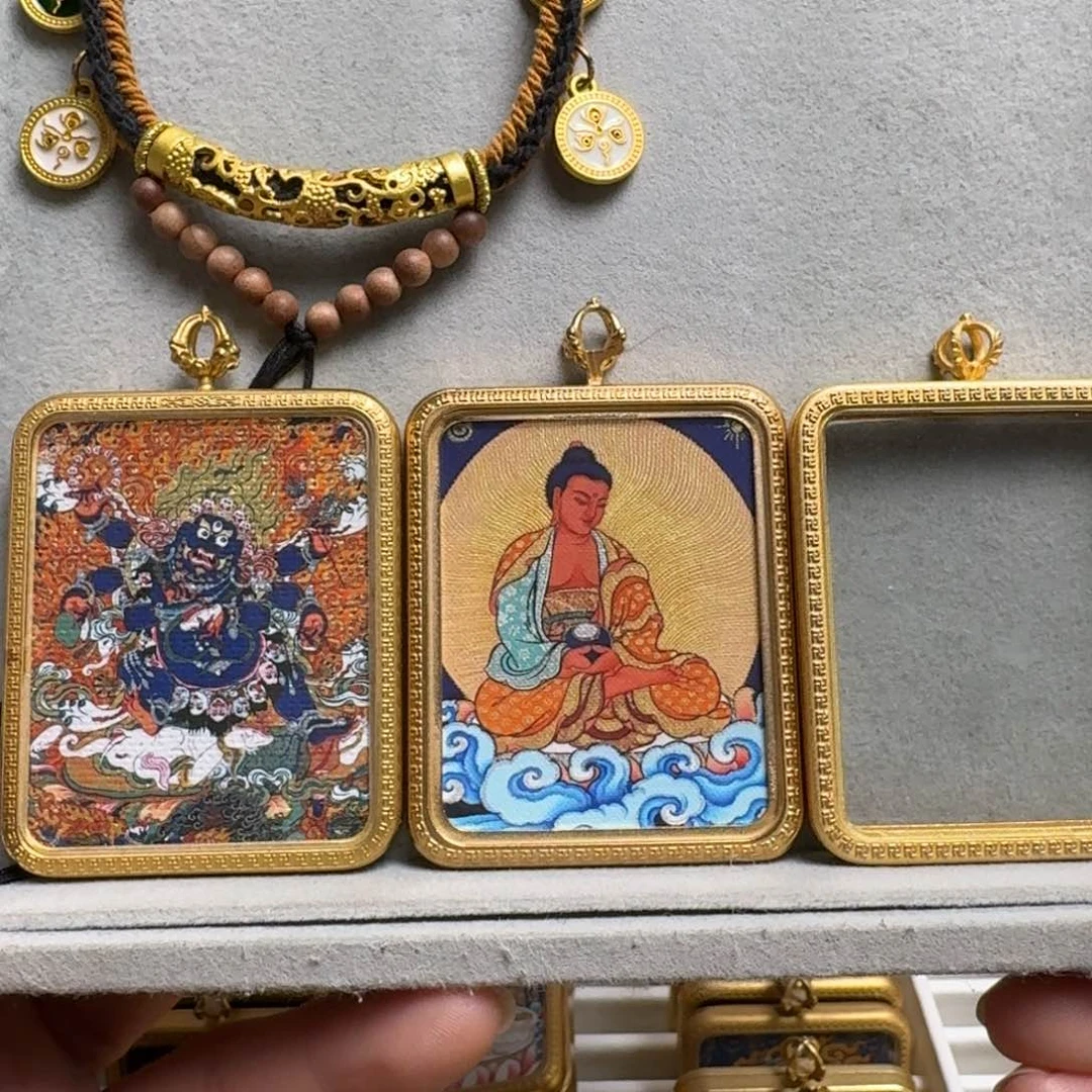 吊坠爱***?双面大黑天阿弥铜壳十号绳