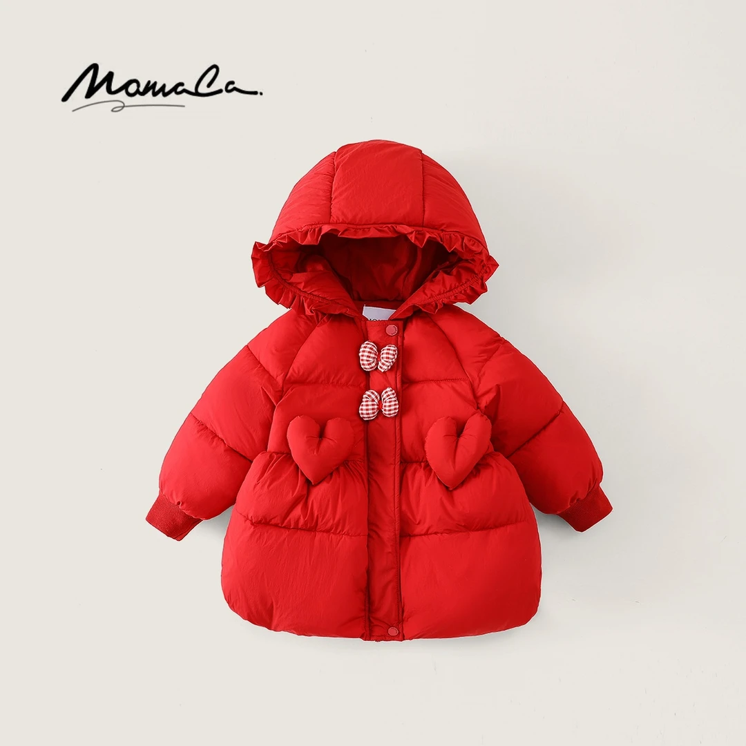 MOMOCO冬季女童甜美可爱棉服保暖喜庆厚款外套77880101027