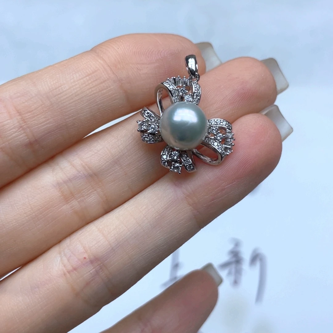 海水珍珠银S925镶嵌吊坠(不含链)