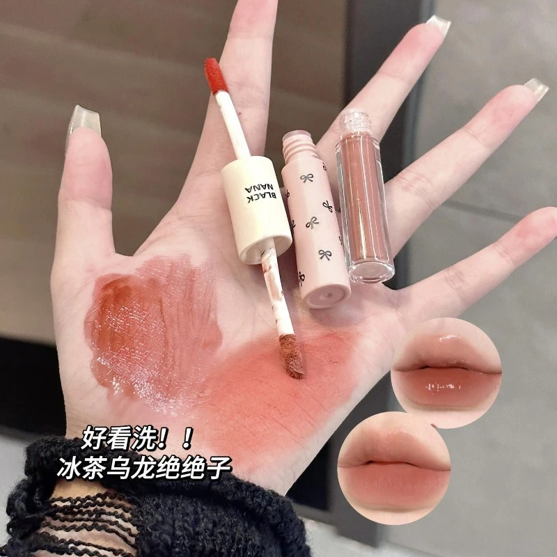 清冷米棕甜丧感！粉沁双头唇釉低饱和柔雾轻薄水光镜面唇釉唇泥