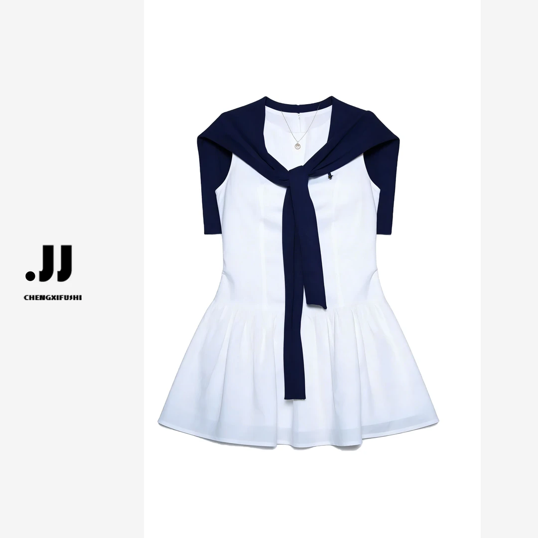 Y2318 Y2319【玲兰晨露】夏季时尚气质百搭洋气减龄连衣裙+披肩