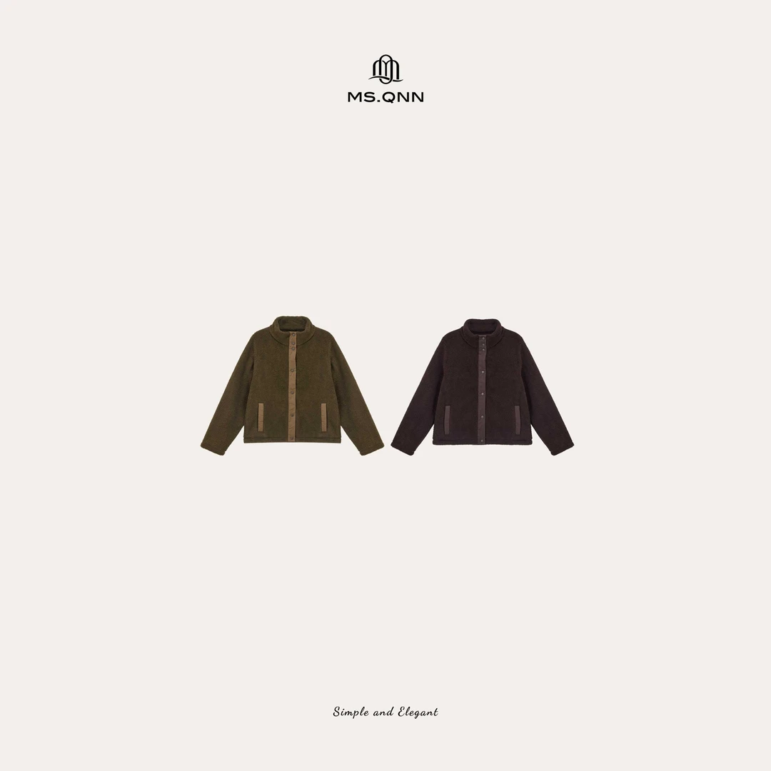 Ms.Qnn“小泰迪”立领云粒绒轻量化休闲巨暖百搭外套 52C1591 Q姐