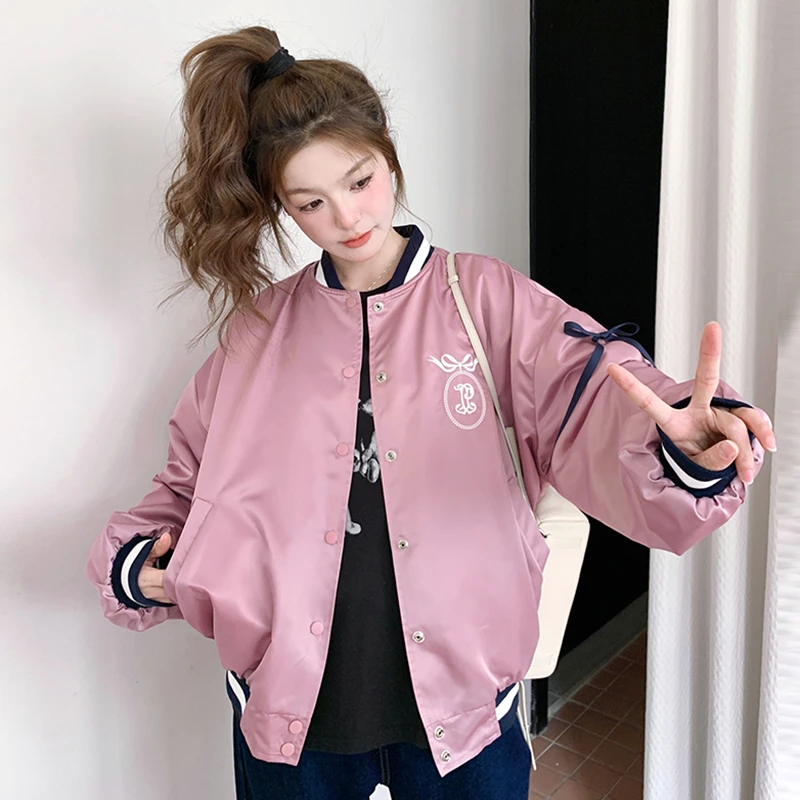 粉色甜美超好看棒球服女短款2025春装新款韩版减龄小个子炸额夹克