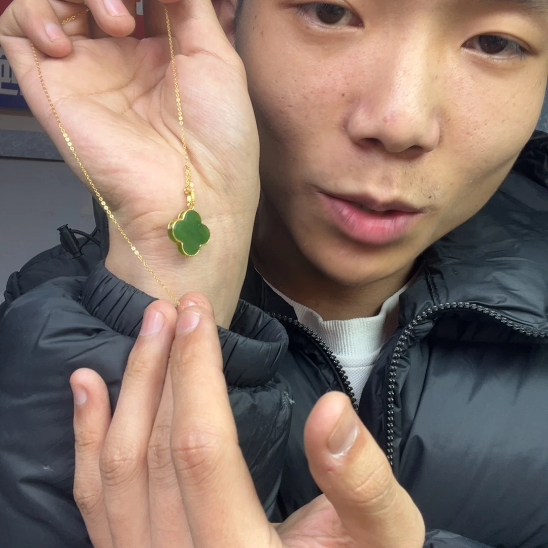 和田玉颈饰银S925镶嵌