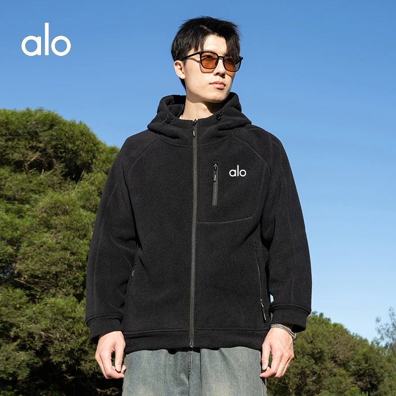 【官方正品】秋冬季连帽抓绒外套男夹克摇粒绒休闲衣加厚加绒宽松男